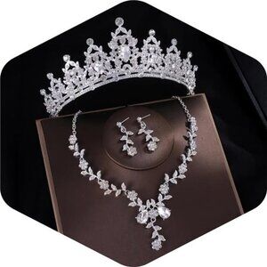 Tiaras and Crowns for Women, Tiaras Earrings Necklace Set Bridal, Quinceaneras
